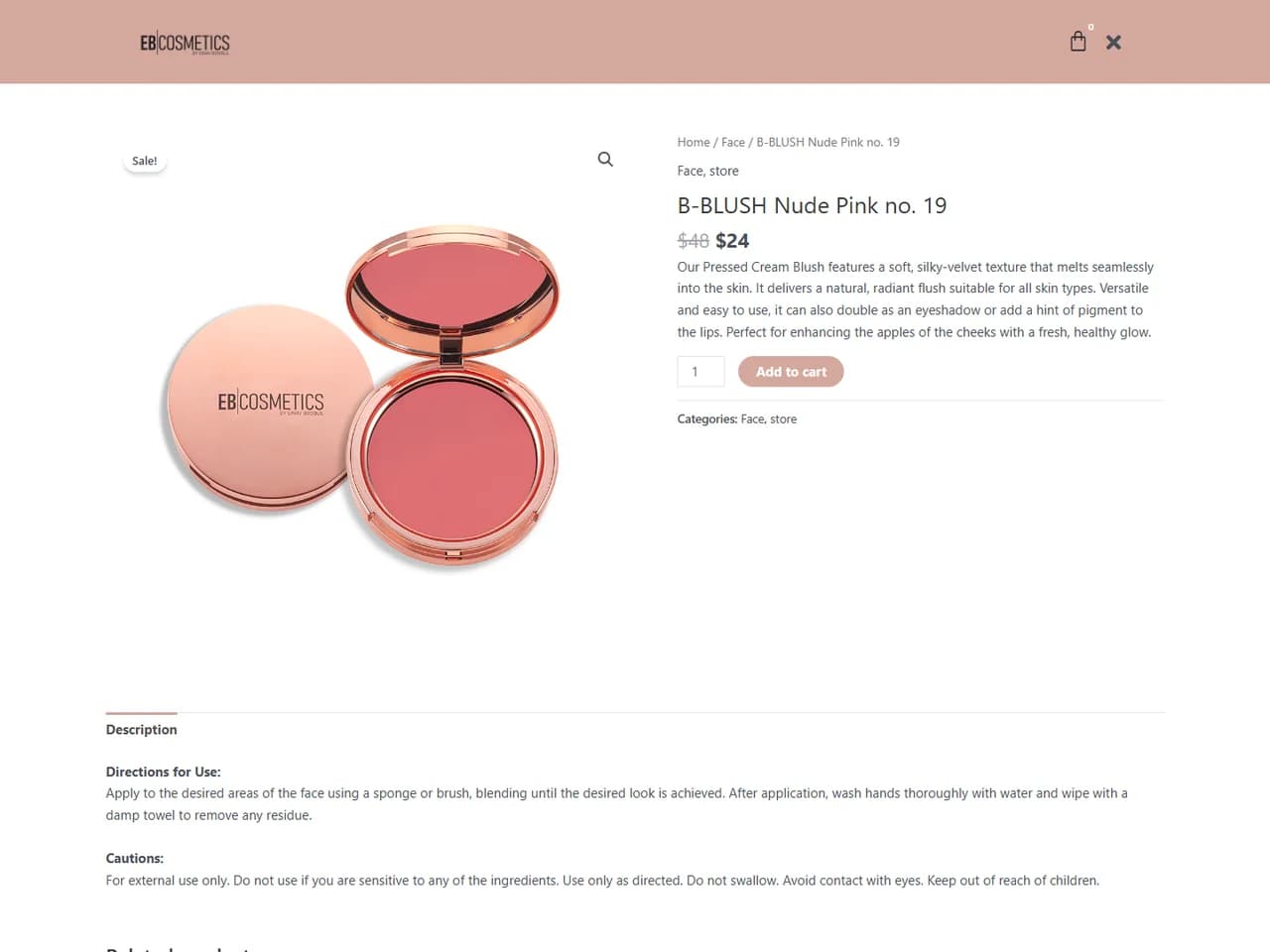 EB Cosmetics USA: עמוד מוצר